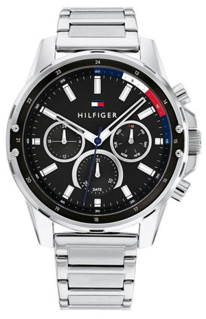 Tommy Hilfiger Mason Multifunction Black Dial Silver Steel Strap Watch For Men - 1791936 Buy Now By Tommy Hilfiger