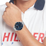 Tommy Hilfiger Luca Chronograph Blue Dial Silver Steel Strap Watch For Men - 1710492 Buy Now By Tommy Hilfiger