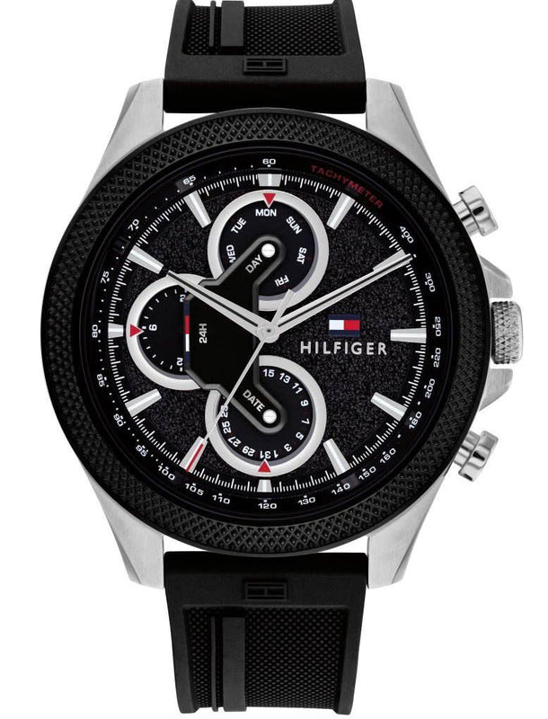 Tommy Hilfiger Clark Chronograph Black Dial Black Rubber Strap Watch For Men - 1792082 Buy Now By Tommy Hilfiger