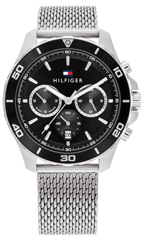 Tommy Hilfiger Jordan Chronograph Black Dial Silver Mesh Strap Watch For Men - 1792092 Buy Now By Tommy Hilfiger
