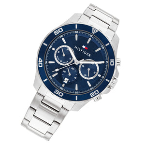Tommy Hilfiger Jordan Chronograph Blue Dial Silver Steel Strap Watch For Men - 1792094 Buy Now By Tommy Hilfiger