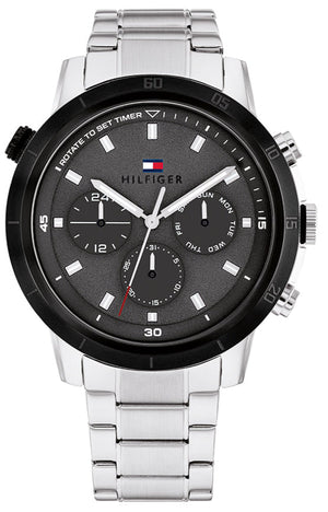 Tommy Hilfiger Troy Chronograph Grey Dial Silver Steel Strap Watch For Men - 1792106 Buy Now By Tommy Hilfiger