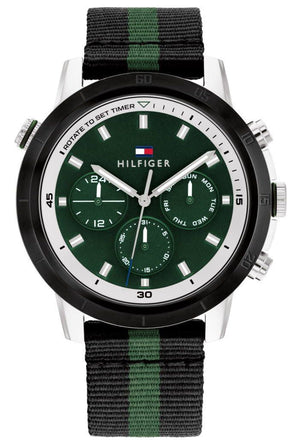 Tommy Hilfiger Troy Chronograph Green Dial Two Tone Nylon Strap Watch For Men - 1792107 Buy Now By Tommy Hilfiger