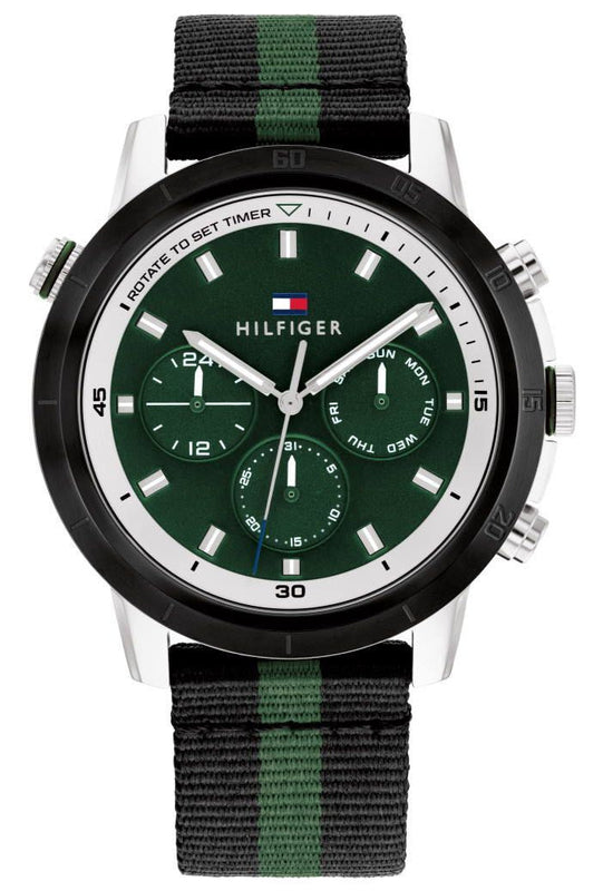 Tommy Hilfiger Troy Chronograph Green Dial Two Tone Nylon Strap Watch For Men - 1792107 Buy Now By Tommy Hilfiger