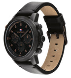 Tommy Hilfiger Troy Chronograph Black Dial Black Leather Strap Watch For Men - 1792110 Buy Now By Tommy Hilfiger