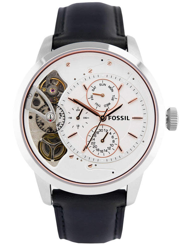 Fossil Townsman Twist Multifunction White Dial Black Leather Strap Watch for Men - ME1164 Buy Now By Fossil