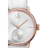Calvin Klein Accent Silver Dial White Leather Strap Watch for Women - K2Y236K6 Buy Now By Calvin Klein