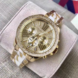 Michael Kors Wren Chronograph Crystal Pave Gold Dial Gold Steel Strap Watch for Women - MK6095 Buy Now By Michael Kors