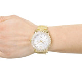 Guess Dazzler Diamonds Silver Dial Gold Steel Strap Watch for Women - W0335L2 Buy Now By Guess