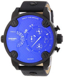 Diesel Little Daddy Blue Dial Black Leather Strap Watch For Men - DZ7257 Buy Now By Diesel