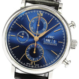 IWC Portofino Chronograph Blue Dial Black Leather Strap Watch for Men - IW391036 Buy Now By IWC