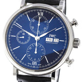 IWC Portofino Chronograph Blue Dial Black Leather Strap Watch for Men - IW391023 Buy Now By IWC