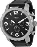 Fossil Nate Chronograph Black Dial Black Leather Strap Watch for Men - JR1436 Buy Now By Fossil