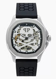 Philipp Plein High-Conic Automatic Silver Dial Black Silicone Strap Watch For Men- PWRAA0123 Authentic Buy Shop Now