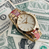 Michael Kors Slim Runway Gold Dial Two Tone Steel Strap Watch for Women - MK4300 Buy Now By Michael Kors