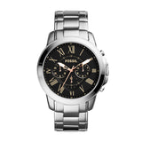 Fossil Grant Chronograph Black Dial Silver Steel Strap Watch for Men - FS4994 Buy Now By Fossil