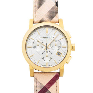 Burberry The City White Dial Haymarket Beige Leather Strap Watch for Women - BU9752 Buy Now By Burberry