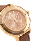 Swarovski Octea Lux Chrono Brown Gold Dial Brown Leather Strap Watch for Women - 5632260 Buy Now By Swarovski