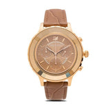 Swarovski Octea Lux Chrono Brown Gold Dial Brown Leather Strap Watch for Women - 5632260 Buy Now By Swarovski