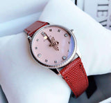 Gucci G Timeless Quartz Diamonds Pink Dial Red Leather Strap Watch For Women - YA1265017 Buy Now By Gucci