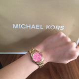 Michael Kors Lexington Quartz Pink Dial Gold Steel Strap Watch For Women - MK3270 Buy Now By Michael Kors