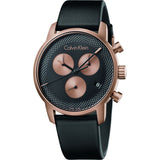 Calvin Klein City Chronograph Black Dial Black Leather Strap Watch for Men - K2G17TC1 Buy Now By Calvin Klein