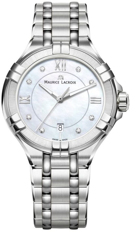 Maurice Lacroix Aikon White Mother of Pearl Dial Silver Steel Strap Watch for Women - AI1004-SS002-170-1 Buy Now By Maurice Lacroix