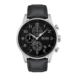 Hugo Boss Navigator Black Dial Black Leather Strap Watch for Men - 1513678 Buy Now By Hugo Boss