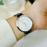 Calvin Klein Even Silver Black Leather Strap Watch for Women - K7B231C6 Buy Now By Calvin Klein