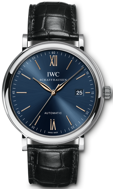 IWC Portofino Automatic Blue Dial Black Leather Strap Watch for Men - IW356523 Buy Now By IWC