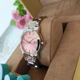 Burberry The City Pink Dial Silver Steel Strap Watch for Women - BU9124 Buy Now By Burberry