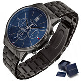 Tommy Hilfiger Kyle Quartz Blue Dial Black Steel Strap Watch for Men - 1791633 Buy Now By Tommy Hilfiger
