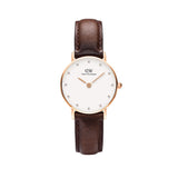 Daniel Wellington Classy Bristol White Dial Brown Leather Strap Watch For Women - DW00100062 Buy Now By Daniel Wellington