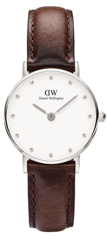 Daniel Wellington Classy Bristol White Dial Brown Leather Strap Watch For Women - DW00100070 Buy Now By Daniel Wellington