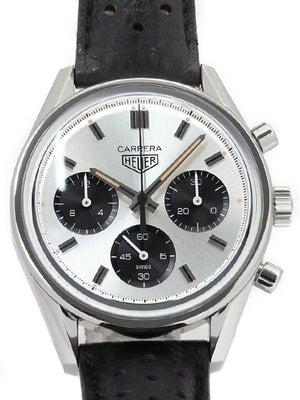 Tag Heuer Carrera Chronograph 60th Anniversary Silver Dial Black Leather Strap Watch for Men - CBK221H.FC8317 Buy Now By Tag Heuer