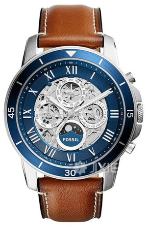 Fossil Grant Sport Automatic Skeleton Blue Dial Brown Leather Strap Watch for Men - ME3140 Buy Now By Fossil