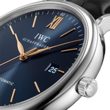 IWC Portofino Automatic Blue Dial Black Leather Strap Watch for Men - IW356523 Buy Now By IWC