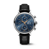 IWC Portofino Chronograph Blue Dial Black Leather Strap Watch for Men - IW391036 Buy Now By IWC