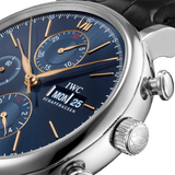 IWC Portofino Chronograph Blue Dial Black Leather Strap Watch for Men - IW391036 Buy Now By IWC