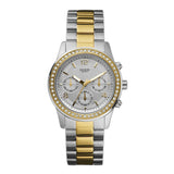 Guess Mini Spectrum Analog Silver Dial Two Tone Steel Strap Watch For Women - W0122L2 Buy Now By Guess