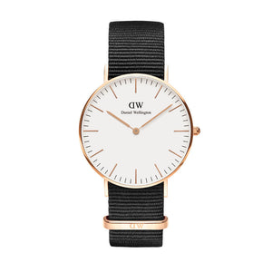 Daniel Wellington Classic Cornwall White Dial Black Nylon Strap Watch For Women - DW00100259 Buy Now By Daniel Wellington