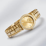 Guess Gala Diamonds Gold Dial Gold Steel Strap Watch for Women - GW0401L2 Buy Now By Guess