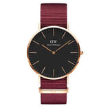Daniel Wellington Classic Roselyn Black Dial Maroon Nylon Strap Watch For Women - DW00100269 Buy Now By Daniel Wellington