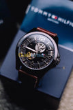 Tommy Hilfiger Bruce Automatic Black Dial Brown Leather Strap Watch for Men - 1791280 Buy Now By Tommy Hilfiger