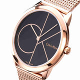 Calvin Klein Minimal Black Dial Rose Gold Mesh Bracelet Watch for Men - K3M21621 Buy Now By Calvin Klein