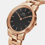 Daniel Wellington Iconic Link Black Dial Rose Gold Steel Strap Watch for Women - DW00100210 Buy Now By Daniel Wellington