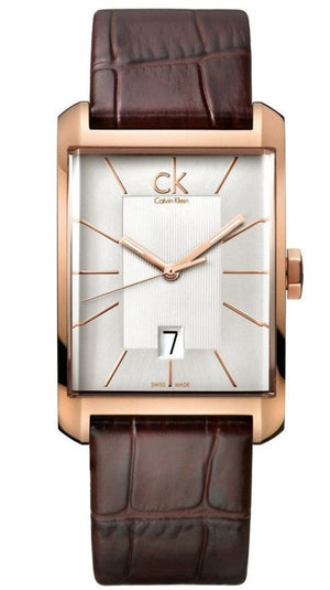 Calvin Klein Window Silver Dial Brown Leather Strap Watch for Men - K2M21620 Buy Now By Calvin Klein