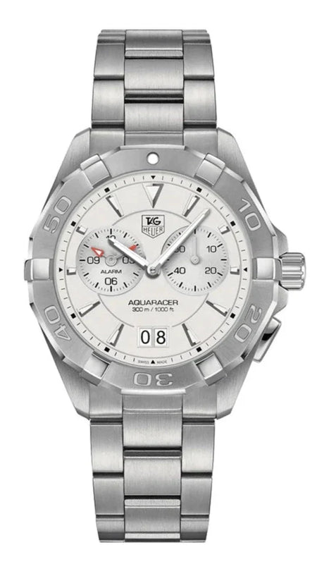 Tag Heuer Aquaracer Chronograph White Dial Silver Steel Strap Watch for Men - WAY111Y.BA0928 Buy Now By Tag Heuer