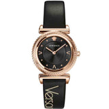 Versace V-Motif Vintage Logo Black Dial Black Leather Strap Watch for Women - VERE00818 Buy Now By Versace