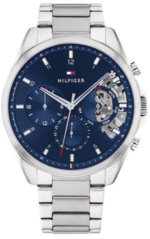 Tommy Hilfiger Baker Quartz Blue Dial Silver Steel Strap Watch For Men - 1710448 Buy Now By Tommy Hilfiger